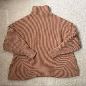 Zara chunky knit camel premium wool blend turtle neck oversized sweater, sz M